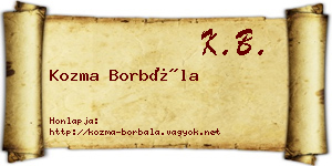Kozma Borbála névjegykártya
